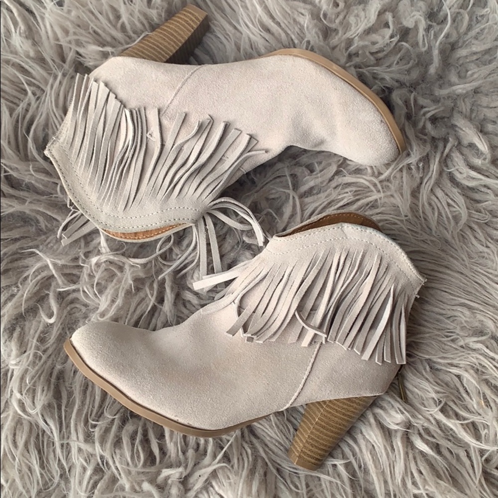Fringe ankle booties